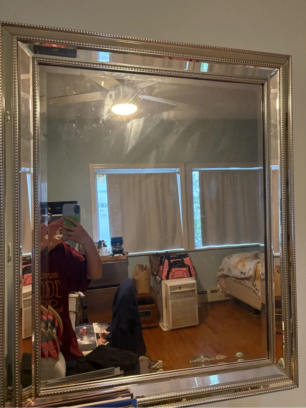 Silver Beaded Accent Wall Mirror - Brand
